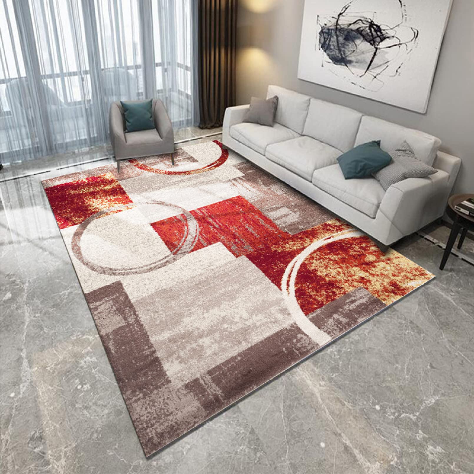 Amazon｜ラグ 180*250 ラグマット 幾何学模様 モザイク柄 パッチワーク